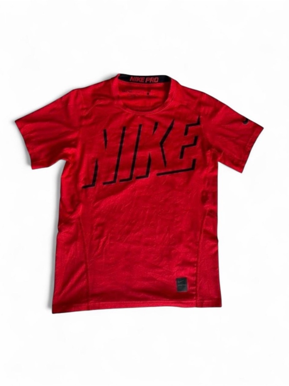 Nike Pro Hypercool Boys Shirt L Large Red Fitted Short Sleeve Activewear